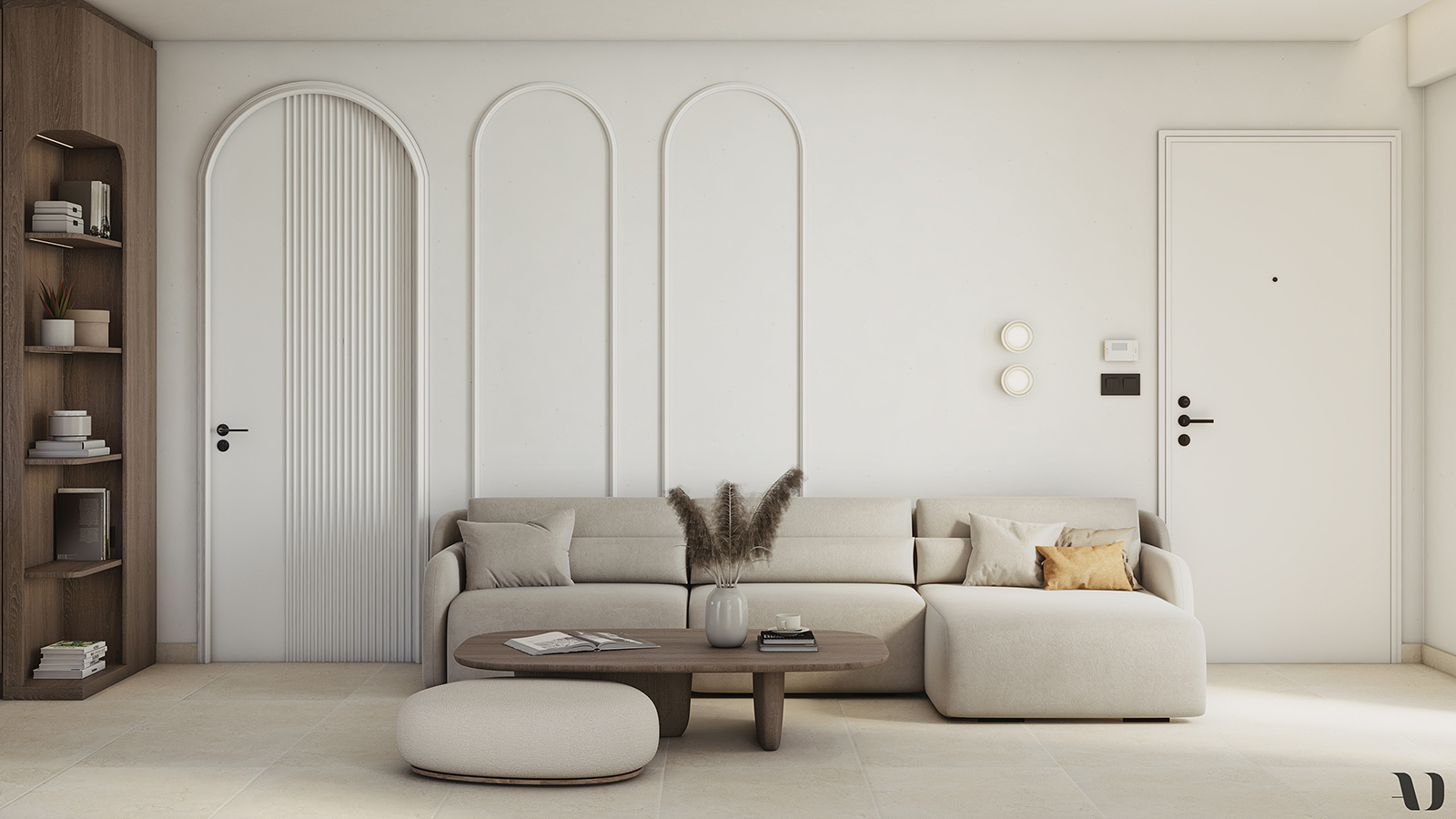 Organic Contours interior design awarded Silver, featuring flowing organic shapes and natural materials.